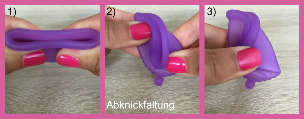 Menstruationstasse falten: Abknickfaltung